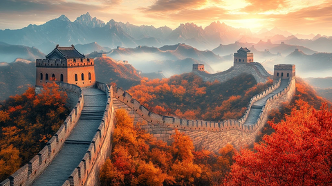 崇山峻岭中雄伟壮观的万里长城