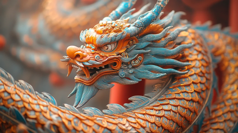 柱子上的金色龙雕尽显古典建筑之美