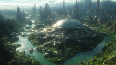 现代化都市中的独特圆形建筑景观