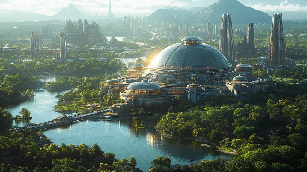 现代化都市中的独特圆形建筑景观