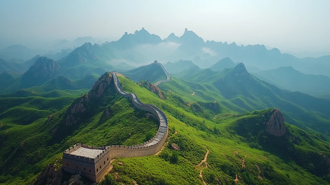 蜿蜒于山间的长城壮丽全景