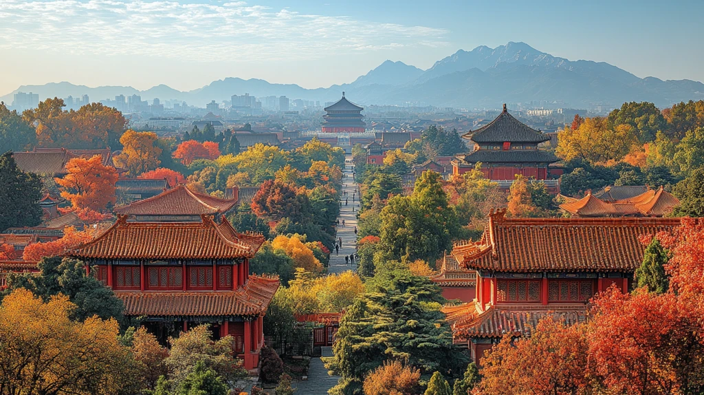 俯瞰故宫古建筑群全景