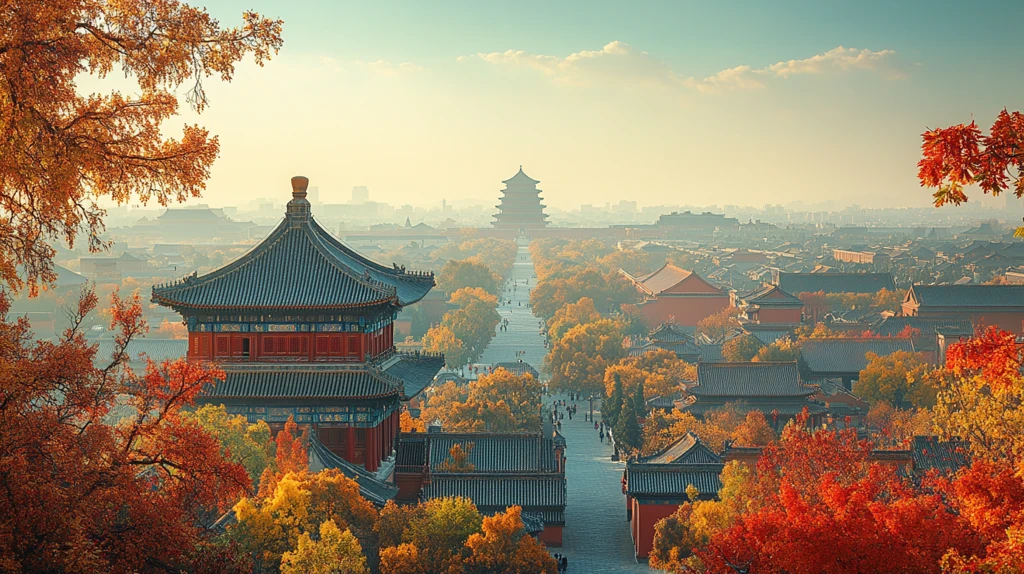 俯瞰故宫古建筑群全景