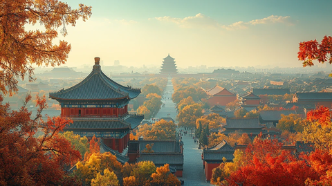 俯瞰故宫古建筑群全景