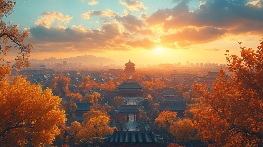 俯瞰故宫古建筑群全景