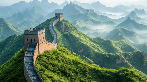 崇山峻岭间蜿蜒的万里长城