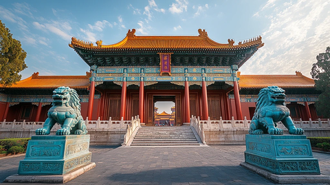 宏伟壮观的中式宫殿建筑全景