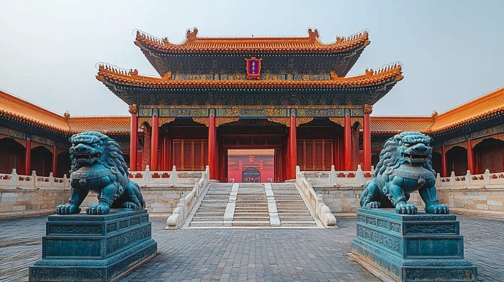 宏伟壮观的中式宫殿建筑全景