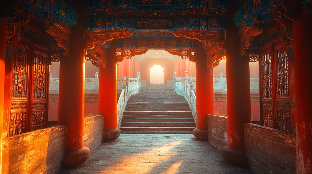 古色古香的传统建筑石阶及精美围栏