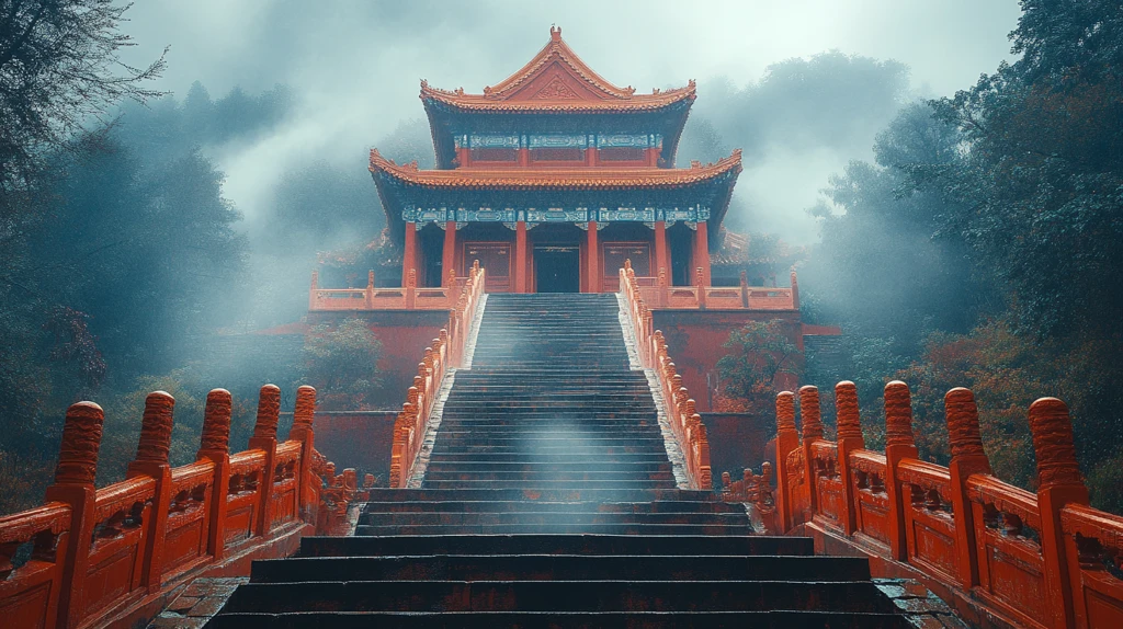 古色古香的传统建筑石阶及精美围栏