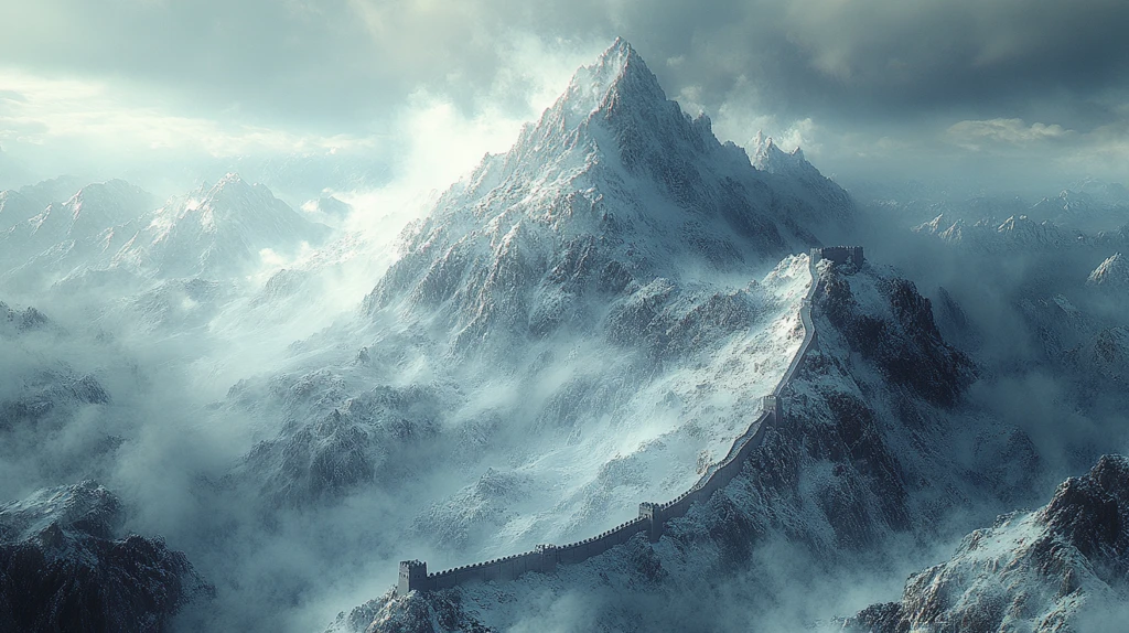 雄伟的万里长城蜿蜒于崇山峻岭间