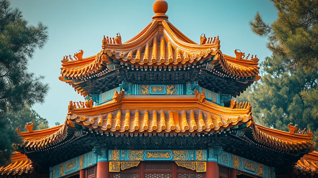 传统古建筑中式屋顶风景