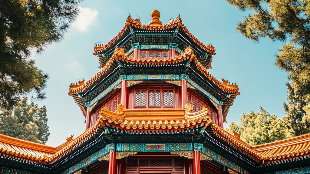 传统古建筑中式屋顶风景