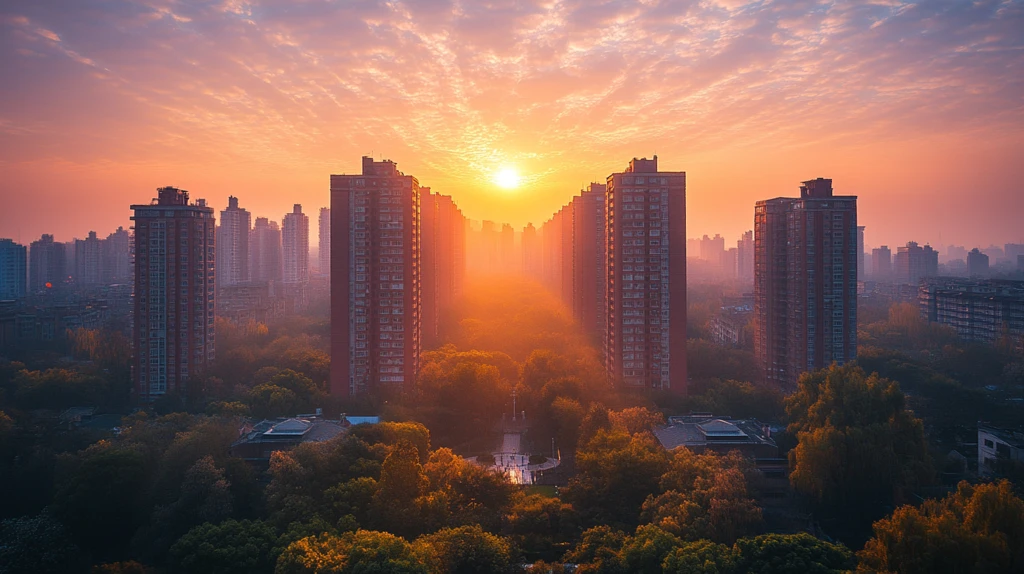 城市住宅区高楼林立的景象