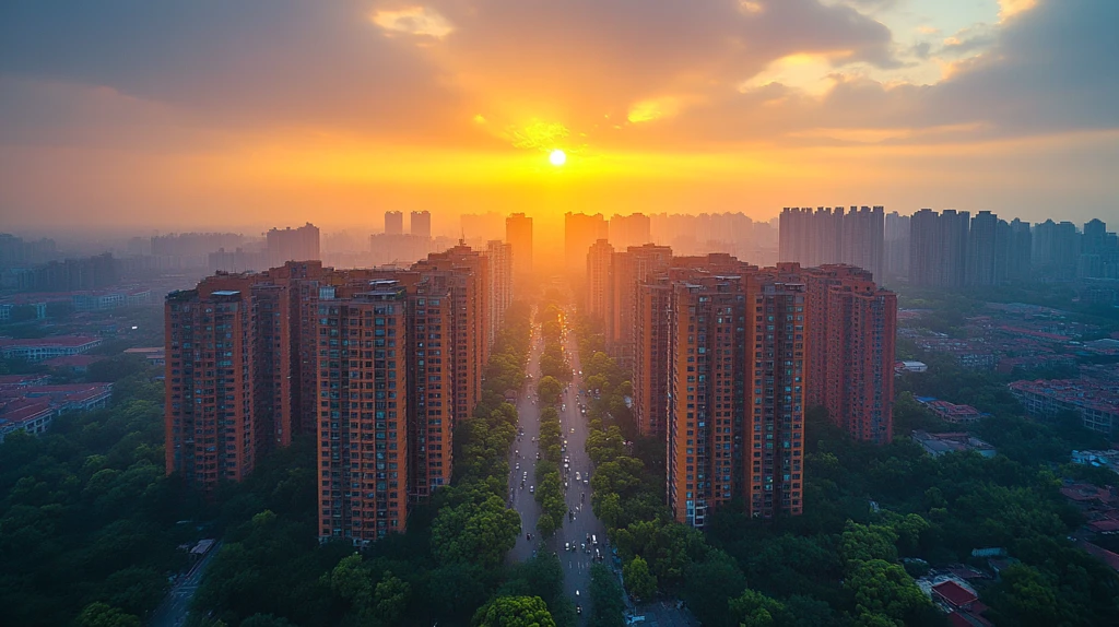 城市住宅区高楼林立的景象