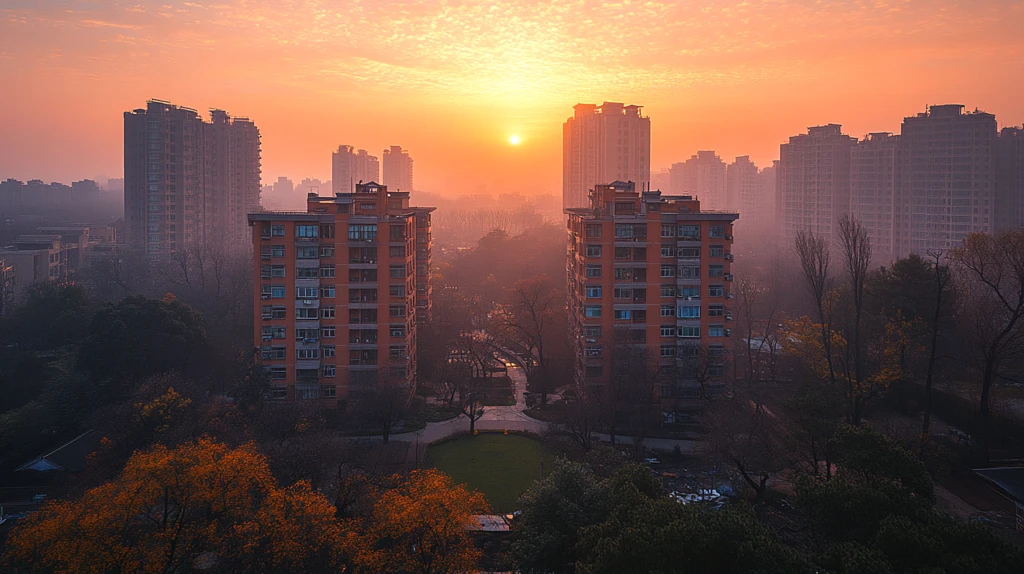 城市住宅区高楼林立的景象