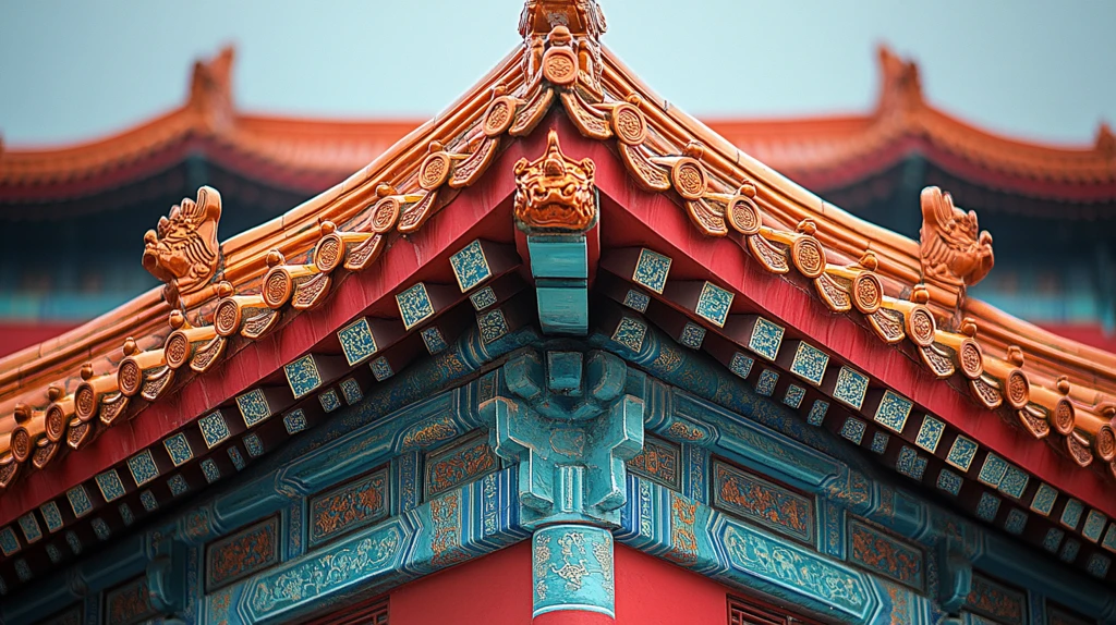 古建筑屋顶飞檐翘角特写