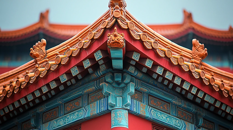 古建筑屋顶飞檐翘角特写