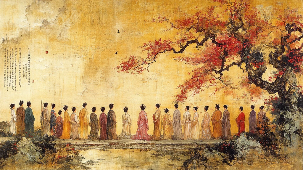 中式园林景观的水边古建筑景致