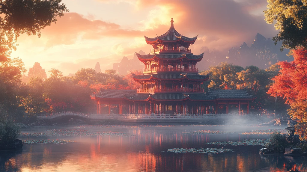 古色古香的中式建筑庭院入口景象