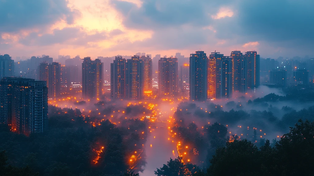 城市高楼间的车水马龙夜景