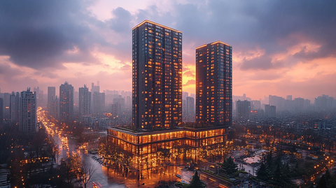 城市住宅区鸟瞰全景