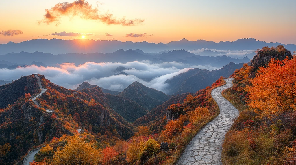 蜿蜒盘旋于山间的长城风景