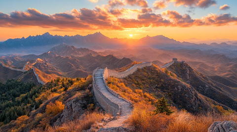 长城蜿蜒盘旋于崇山峻岭间的壮观景象