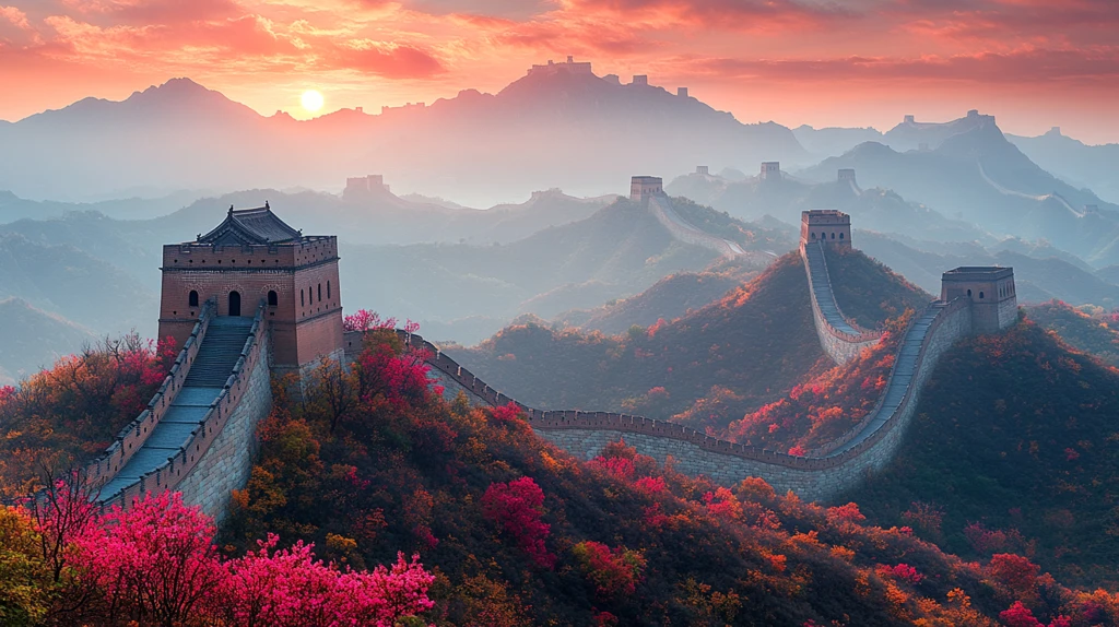 长城蜿蜒盘旋于崇山峻岭间的壮观景象