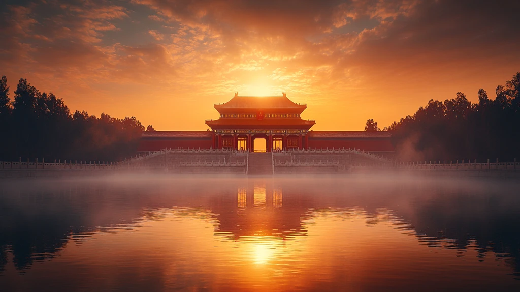 暮色中传统中式建筑的壮丽景象