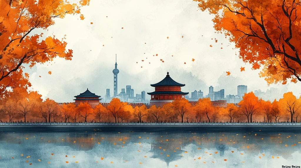 秋日风景中带有古建筑的步道