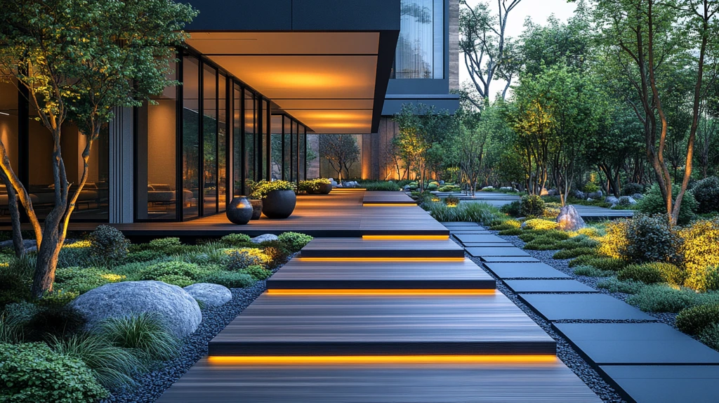 有山景的城市绿地及周边建筑鸟瞰全景