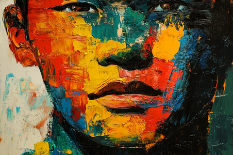 人脸色块拼接装饰画