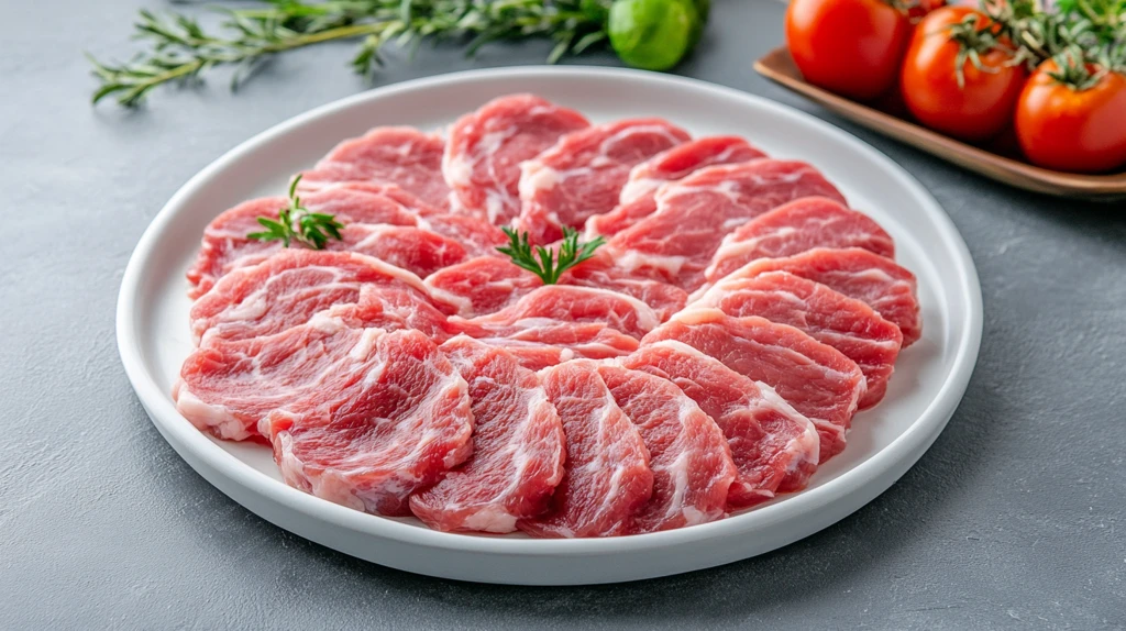 一盘生切牛肉片