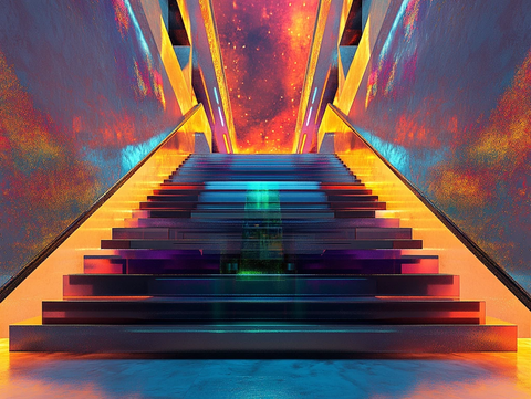 霓虹灯台阶