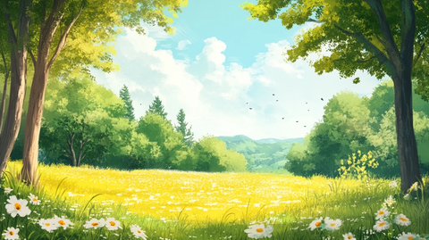 阳光晴朗风景插画