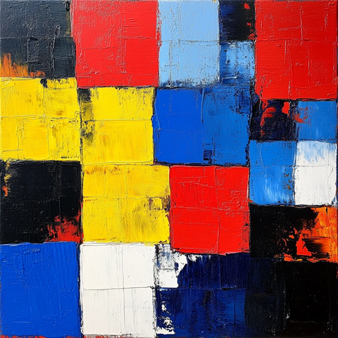 彩色块油画