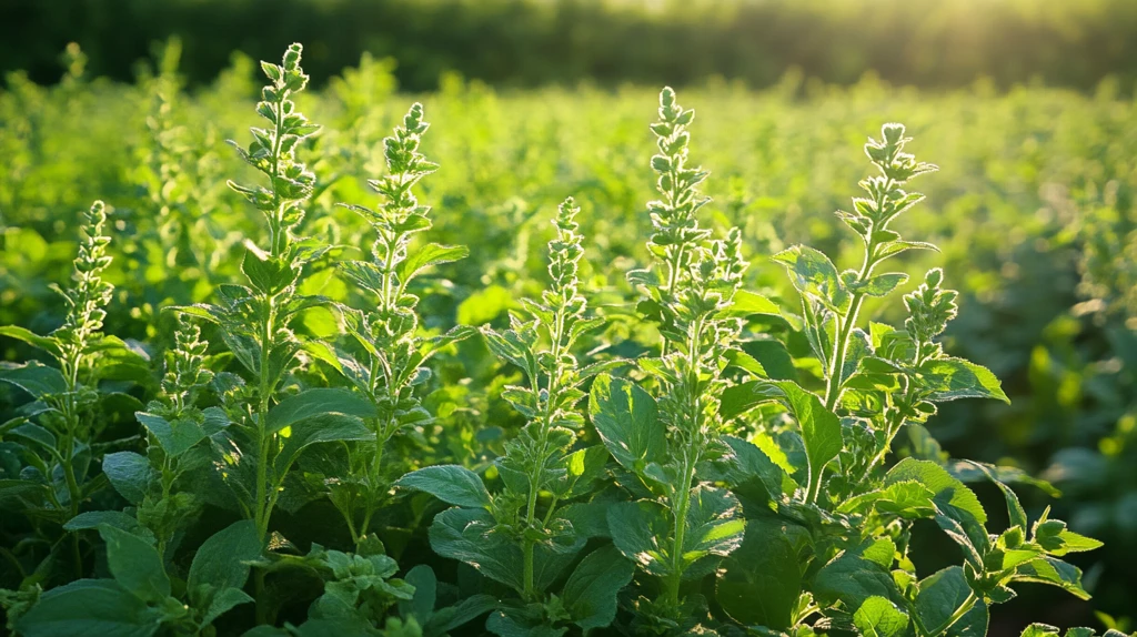 阳光下的薄荷田