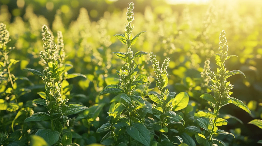 阳光下的薄荷田