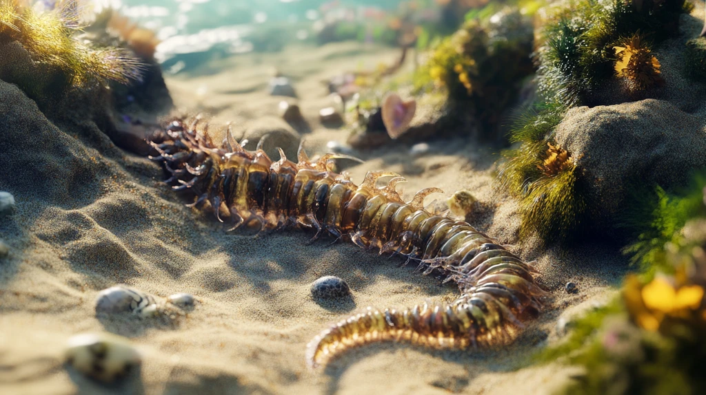 沙滩蠕虫与海鲜