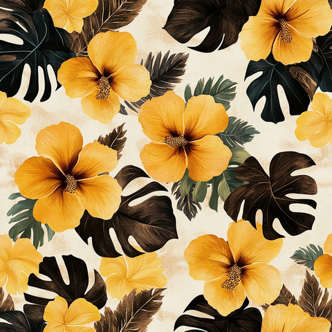 田园风热带树叶花朵