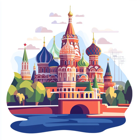 俄罗斯景点俄罗斯插画