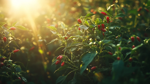 阳光照射下的辣椒