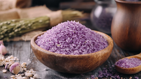 木底上放着紫薯米