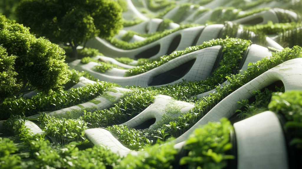 波浪型屋顶绿色植物