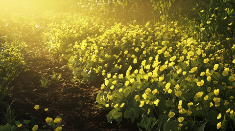 阳光照在毛茛花上