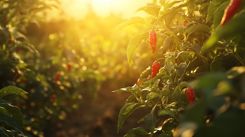 阳光照射下的辣椒