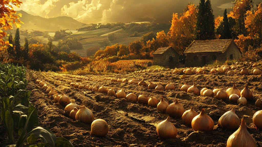 秋收洋葱地