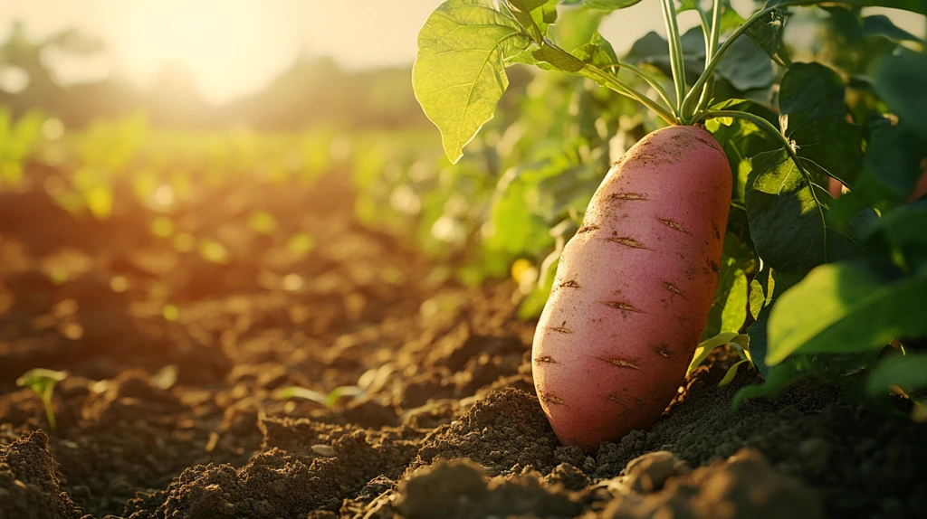 在土地里的红薯