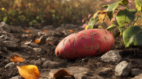 在土地里的红薯